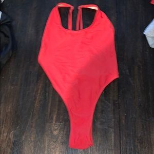 Firetruck red one piece size M/L sexy  NWOT